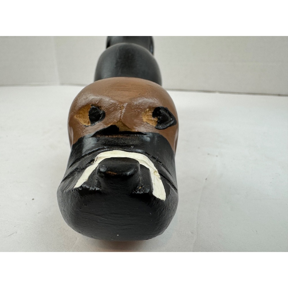 Vintage Hand Carved Wood Basset Hound Beagle Dog Figurine Folk Art Tri-Color 9" - Picture 7 of 9